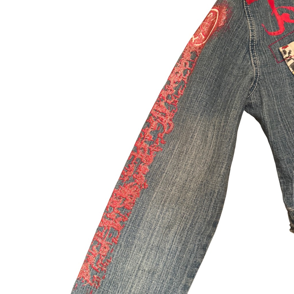 Johnny Girl Patchwork Denim and Print Jacket - Picture 11 of 12